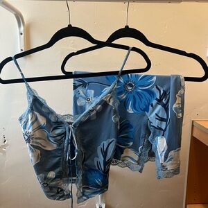 Princess Polly Light Blue Floral Lace Cami Set